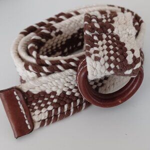 Cotton leather woven belt